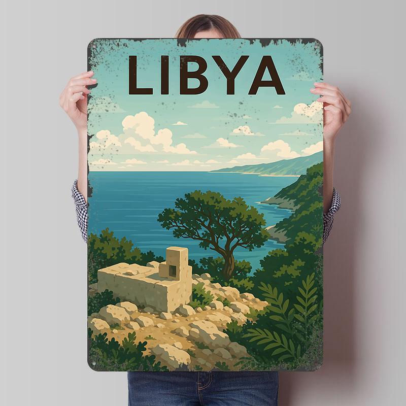 

Libya Travel Landscape Metal Poster Customized Wall Art Retro Vintage Tinplate Signs for Modern Home Decoration Luxury Man Cave 7.9x11.8In(20x30cm)