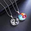 Yin Yang Flower Pendant Necklace: Chinese Style Titanium Steel Chain for Men & Women