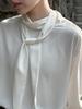 Luxi French Light Satin Ribbon Blouse - Women's High-End, Early Spring 2026 