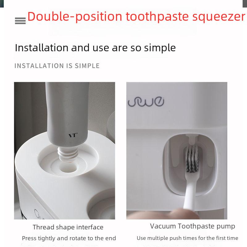 Wall-Mounted Automatic Toothpaste Dispenser & Toothbrush Holder Set