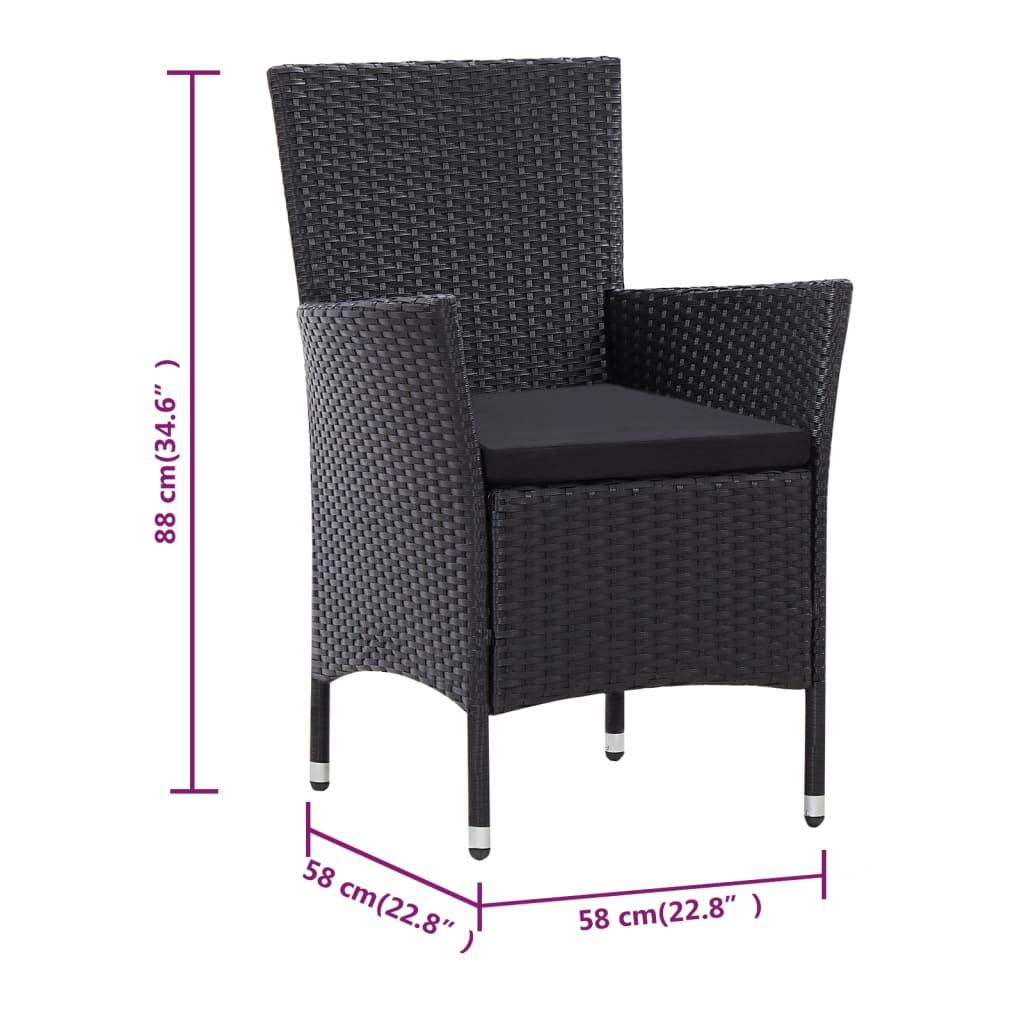 9 piece Garden Dining Set Poly Rattan Black