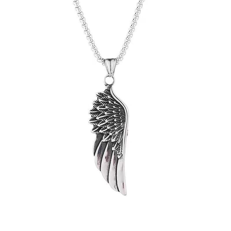 Angel Wing Necklace Unisex Trendy Vintage Feather Pendant Minimalist Choker Necklace