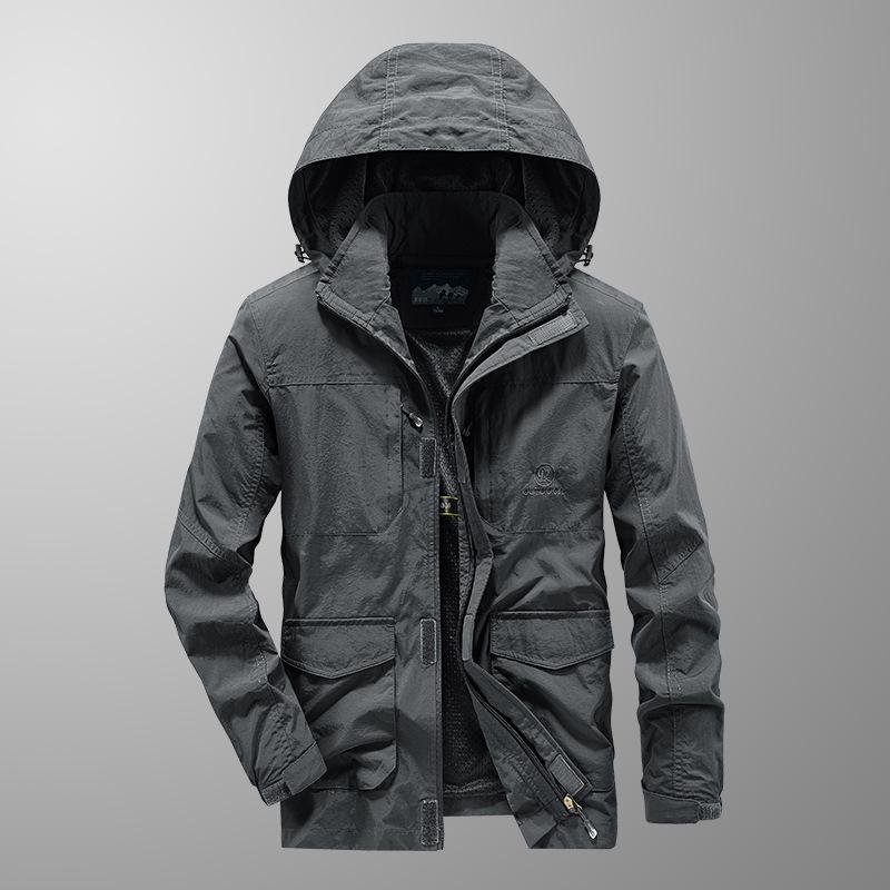Men's Windproof Quick-Dry Outdoor Jacket - Spring/Autumn Loose Fit, Plus Size, Thin Style for Hiking and Casual Wear