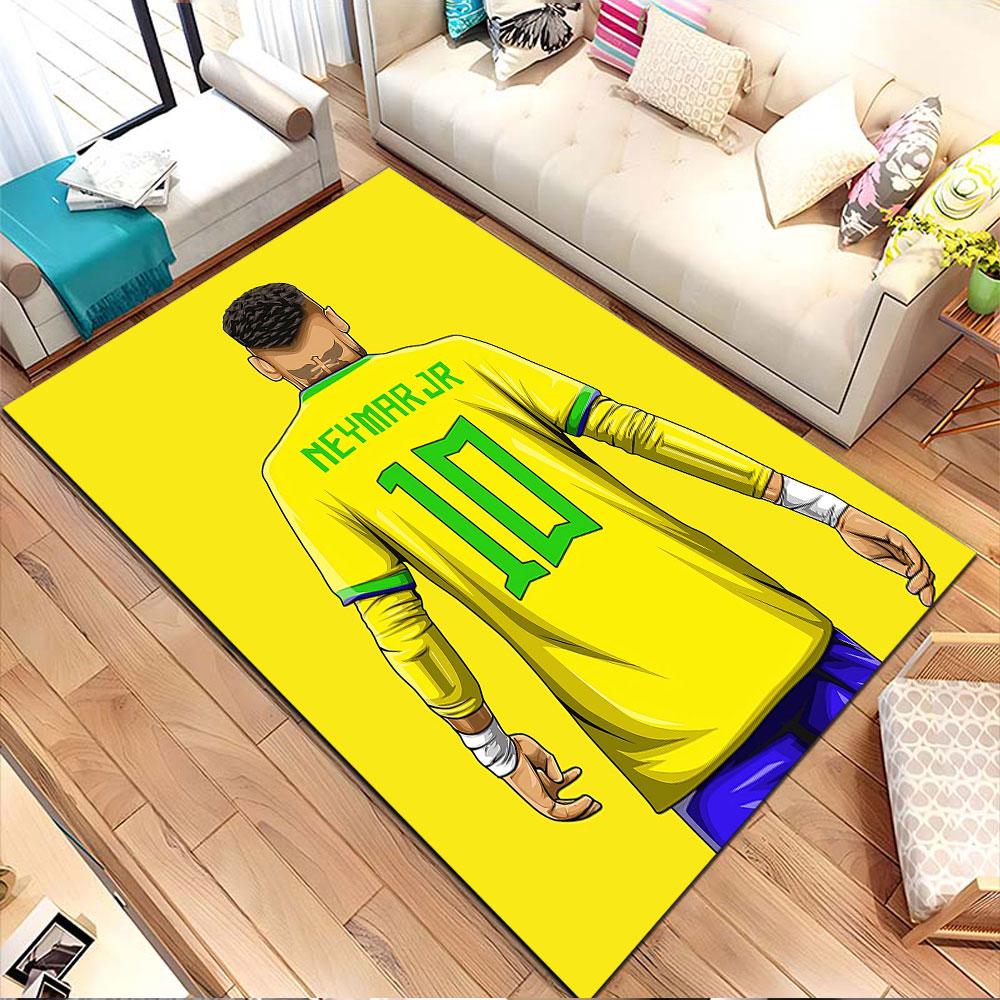 Soccer Star in Yellow Jersey Patterned carpet, non slip mat suitable for living room and bedroom sofas