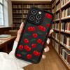 Rote Kirsche mit Blättermuster Handyhülle für iPhone 17 16 15 14 13 12 11 Pro Max Plus Kratzfest, Flexibles Gel Schutzhülle