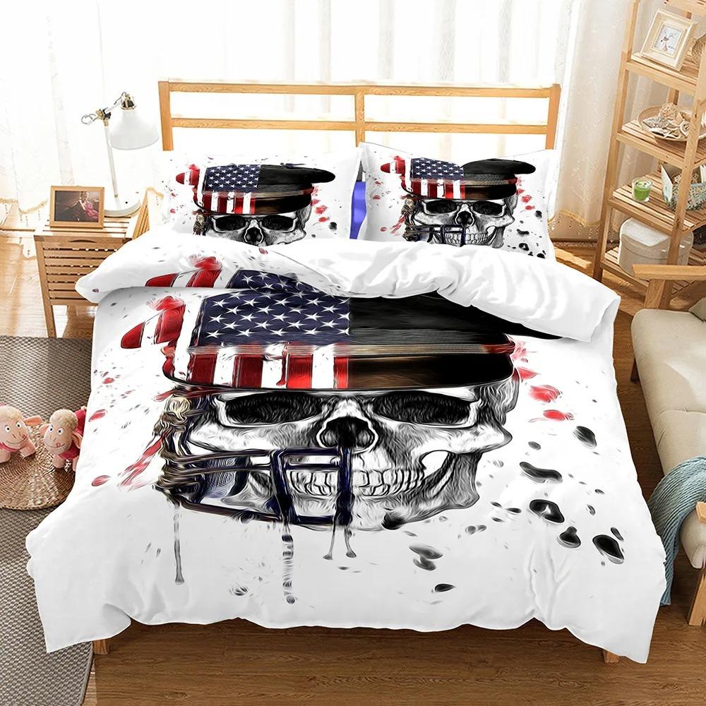 Bedclothes High-grade Bedding Set Winter Nightmare Before Christmas 3d Skull Beddings King Queen Size Beddengoed 100% Polyester