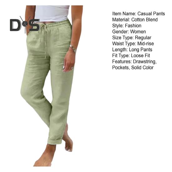 Pantaloni casual pentru femei, de culoare solidă, pantaloni de trening cu talie elastică, cu cordon reglabil, pentru antrenament, cu buzunare