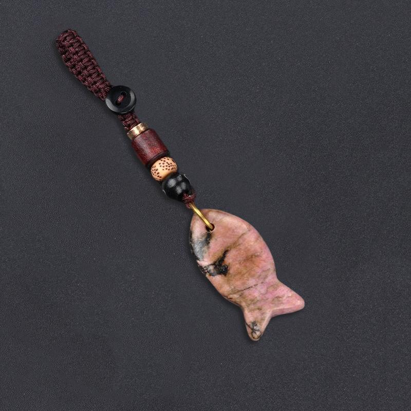 1PC Handmade Fish Keychain Boho Style Keychain Natural Crystal Agate Jewelry Crystal Keychain 38x20mm