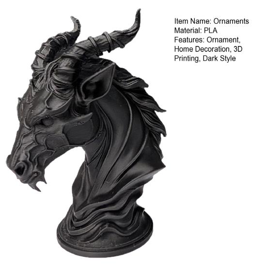 Yousheng Dark Sheep-Headed Ornament, 3D Printed Gothic Devil Sculpture, with Detailed Horn Texture Desktop Statue, for Home