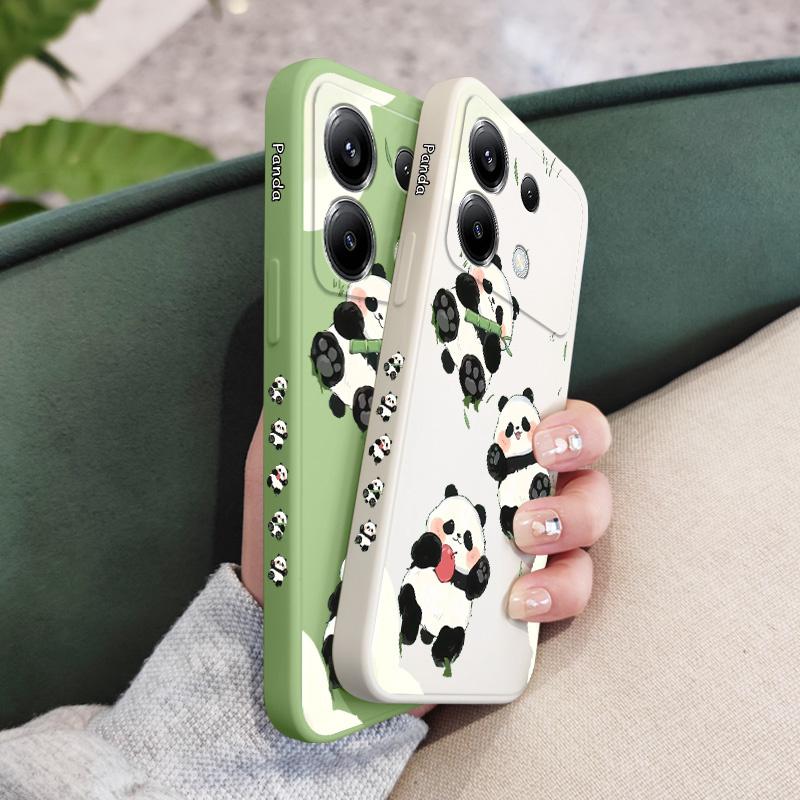 Grass Panda Phone Case For Xiaomi Poco X6 F6 M6 M5 M5S F5 X5 F4 X4 M4 F3 M3 X3 Pro 4G 5G GT Silicone Cover