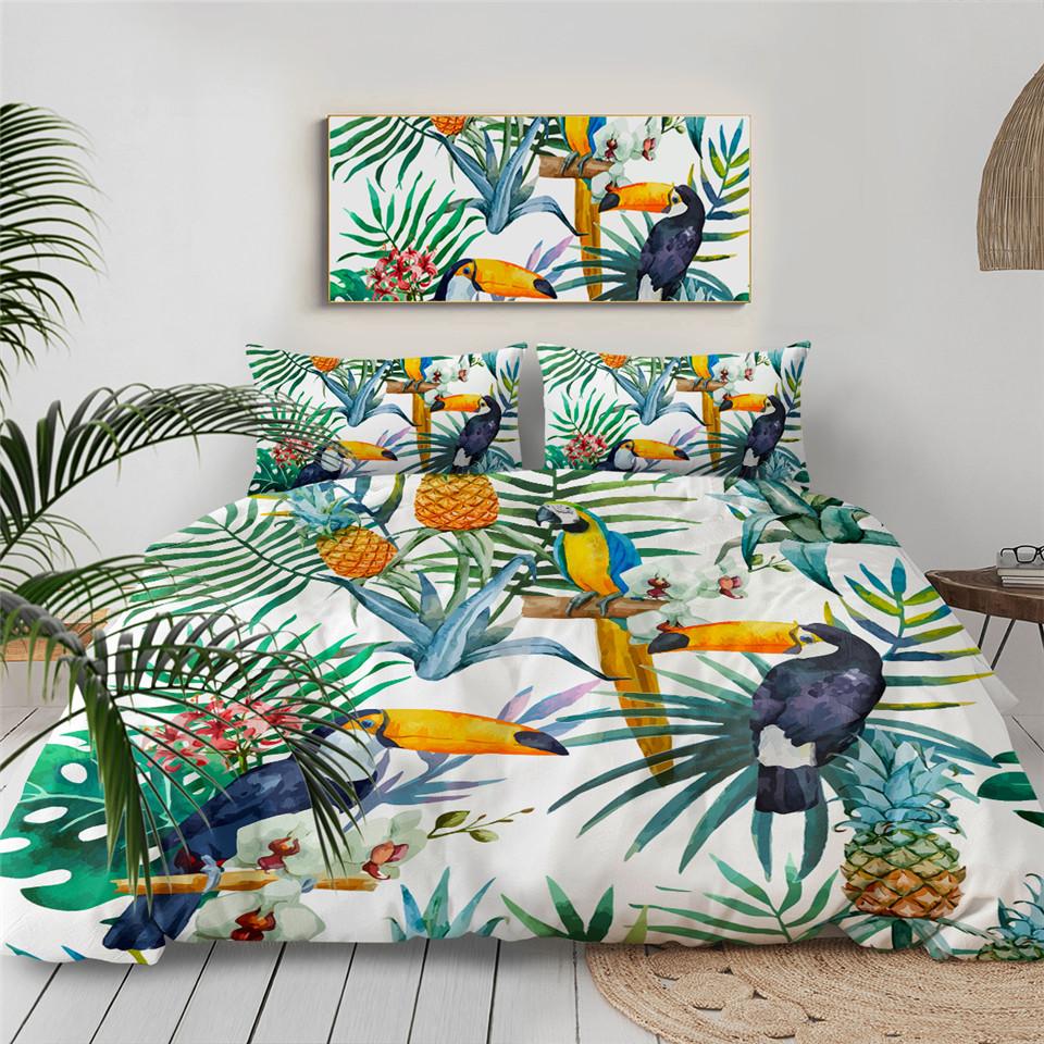 Jungle Animal Soft Duvet Cover King Quen Tropical Plants Palm Leaves Beding Set Children Kids Tiger Wildlife 2/3pcs Polyester Comfortable Quilt Cover