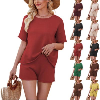 Fashionable Ladies' Knitted Sweater Loose Large Size Short-sleeved Shorts