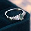 Vintage Grüner Moosstein Achat Ring für Frauen Echt 925 Sterling Silber Hochzeitsschmuck