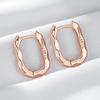 Fashion  Rose Gold Color Simple Glossy Rectangular Hoop Earrings For Women Party High Quality Daily Fine Jewelry