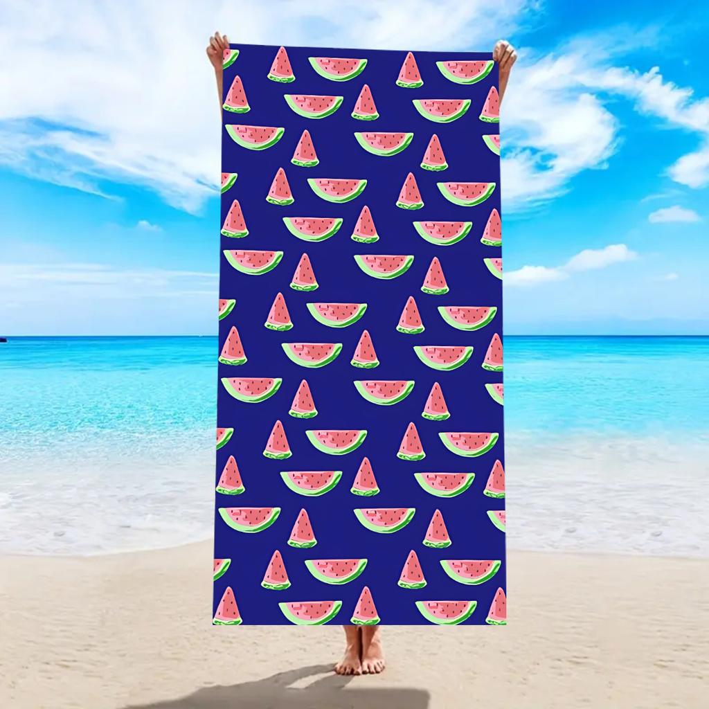 1pc Fruit Printed Beach Towel, Quick Drying and Absorbent Soft Swimming Towel, Multi-functional Sand Proof Beach Towel