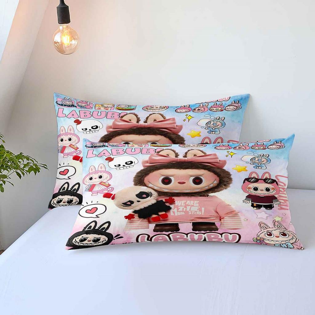 Cartoon Cute Labub 3D Printed Quilt Cover Three-Piece Set Student Dormitory Bedding Four-Piece Set
