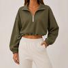 Women's Casual Half Zip Cropped Sweatshirt with Collar Color