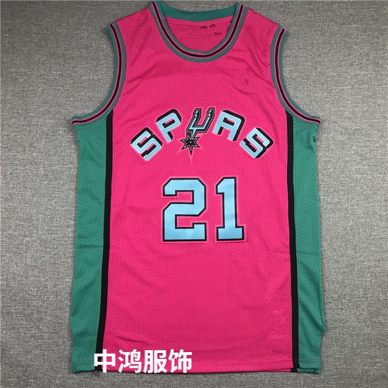 Men Women Basketball Jersey Tim Duncan Retro Spurs 21 Pink Modals Sportswear Training Game Wear