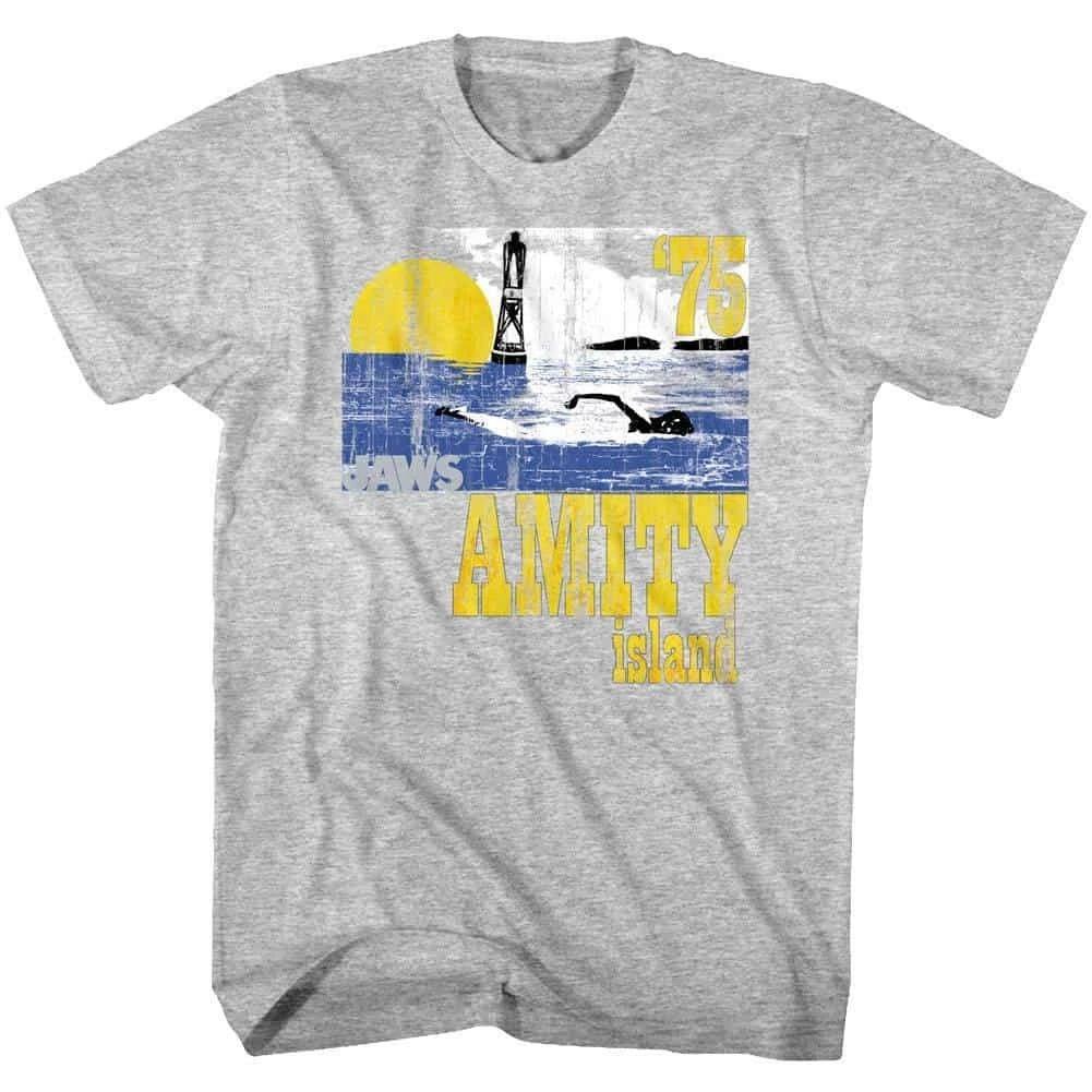 Jaws Amity Island Postcard 1975 Men s T Shirt 2XL
