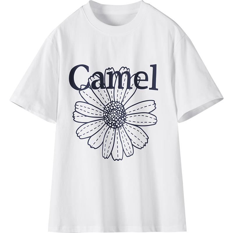 CAMEL Ice-Skin Daisy Cotton-Feel Loose Casual T-Shirt L