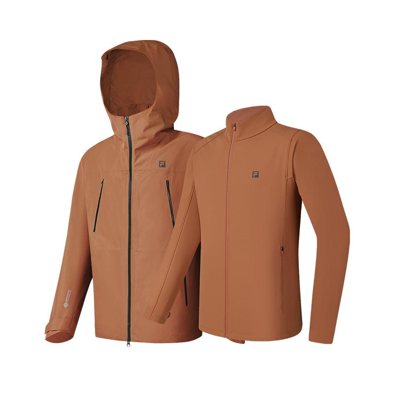 Fila Fashion Hooded Jacket Two-Piece Set Men Tops Ochre A11M517704FBN