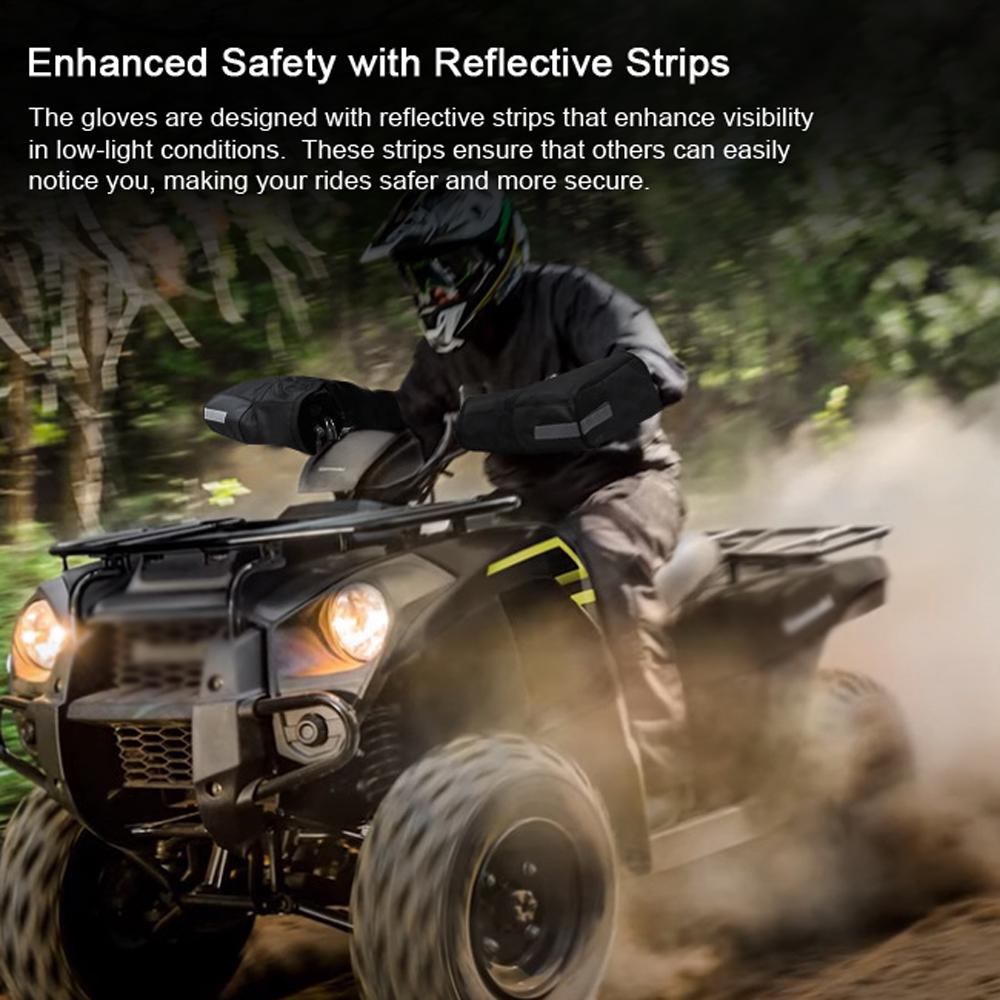 ATV Gloves Windproof & Waterproof Warm Gloves Snowmobile Handlebar Gloves with Touching-Friendly Phone Bag
