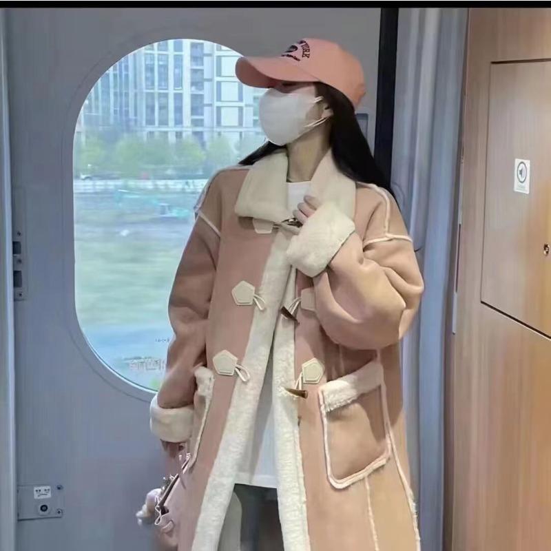 Imitation Lamb Wool Suede Jacket Women's Winter Long Velvet Thickened Fur Integrated Coat Thickened Women's Clothing