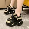 fashion Winter Women Chunky Warm Sneakers Leather Casual Shoes 10CM Wedge Heels Platform Boots Chaussures Femme Plush Dad Sneaker