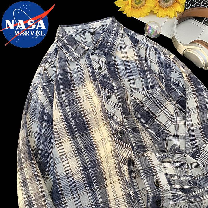 NASA MARVEL Men s Plaid Long Sleeve Casual Shirt 2XL