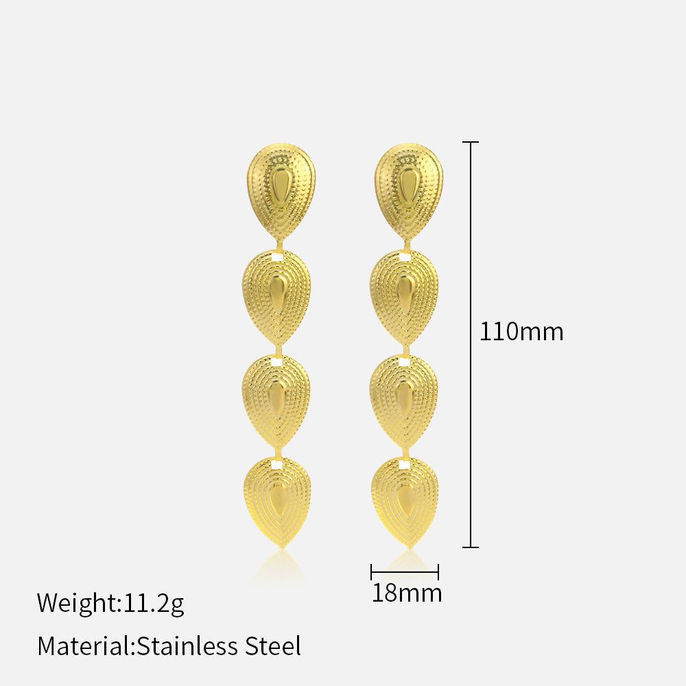 European and American fashion geometric waterdrop stainless steel earrings, personalized vintage ethnic trendy titanium steel pendant earrings for
