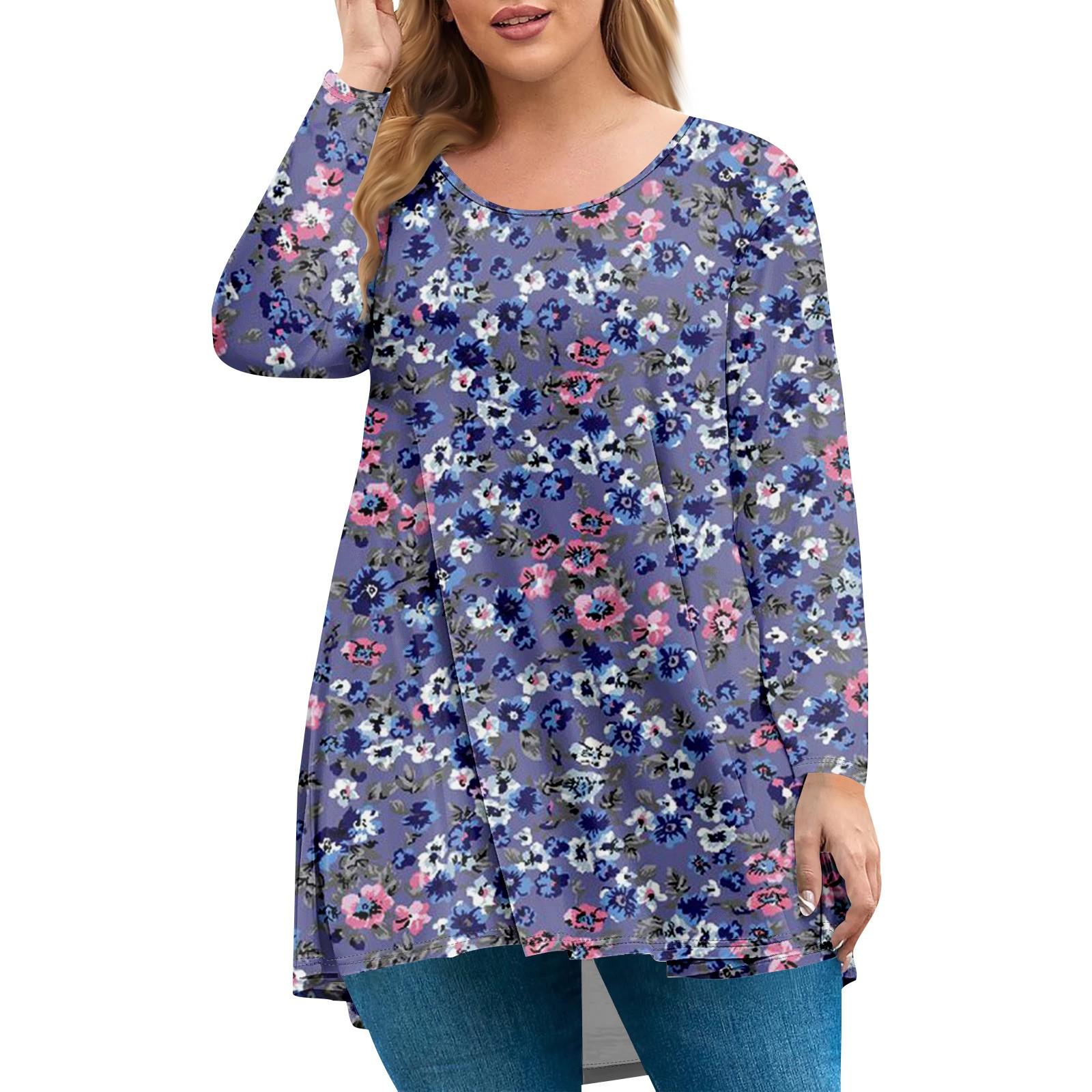 

Women s Plus Size Top, Garden Collar Long Sleeved Shirt, Fashionable Floral Print Casual Top L
