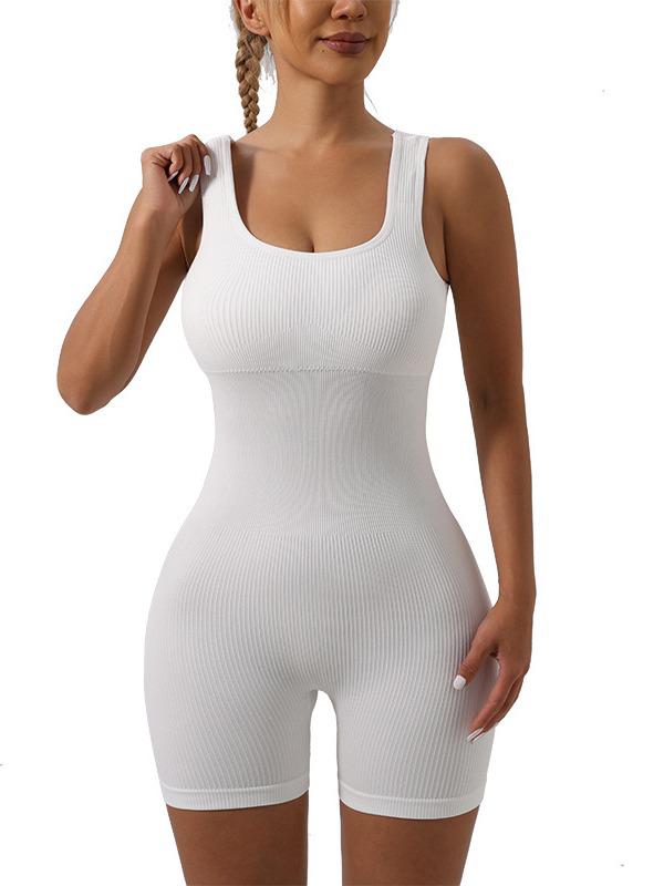 Seamless Ribbed One-Piece Sportswear: Elastic Fitness and Yoga Bodysuit
