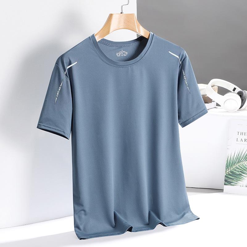 Ice Silk T-shirt Men's Quick-drying Short-sleeved T-shirt Summer High-elastic Ice-feeling Breathable Trendy Top