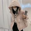 New Checkerboard Down Jacket Women's Short Hooded Loose Thickened White Duck Down Jacket Trend