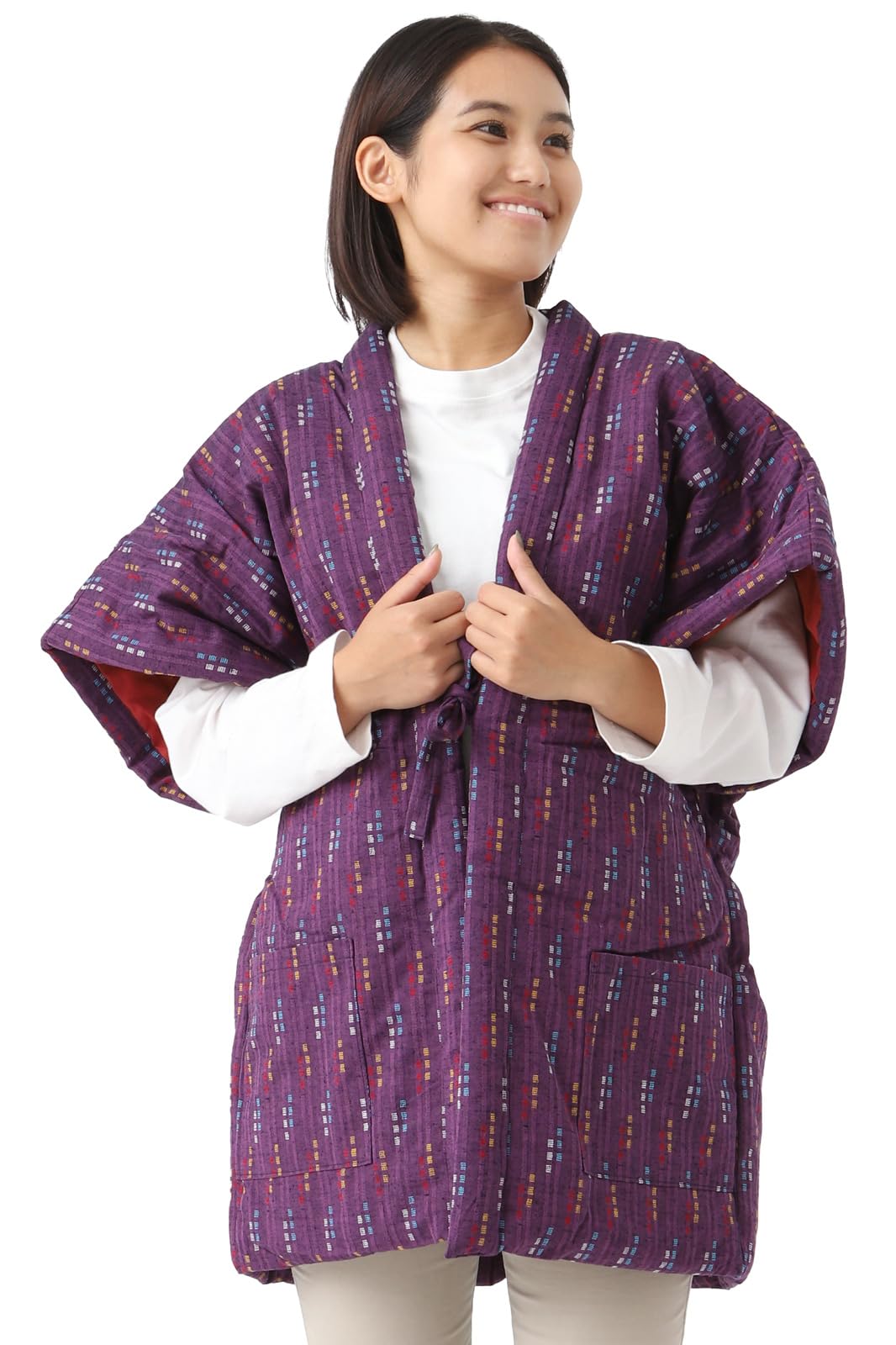 

[Tayutafu] Women s Sleeveless Hanten (Japanese traditional jacket), Kurume-made, Tsumugi silk, M-L, suitable for wearing as a padded jacket, tanzen,