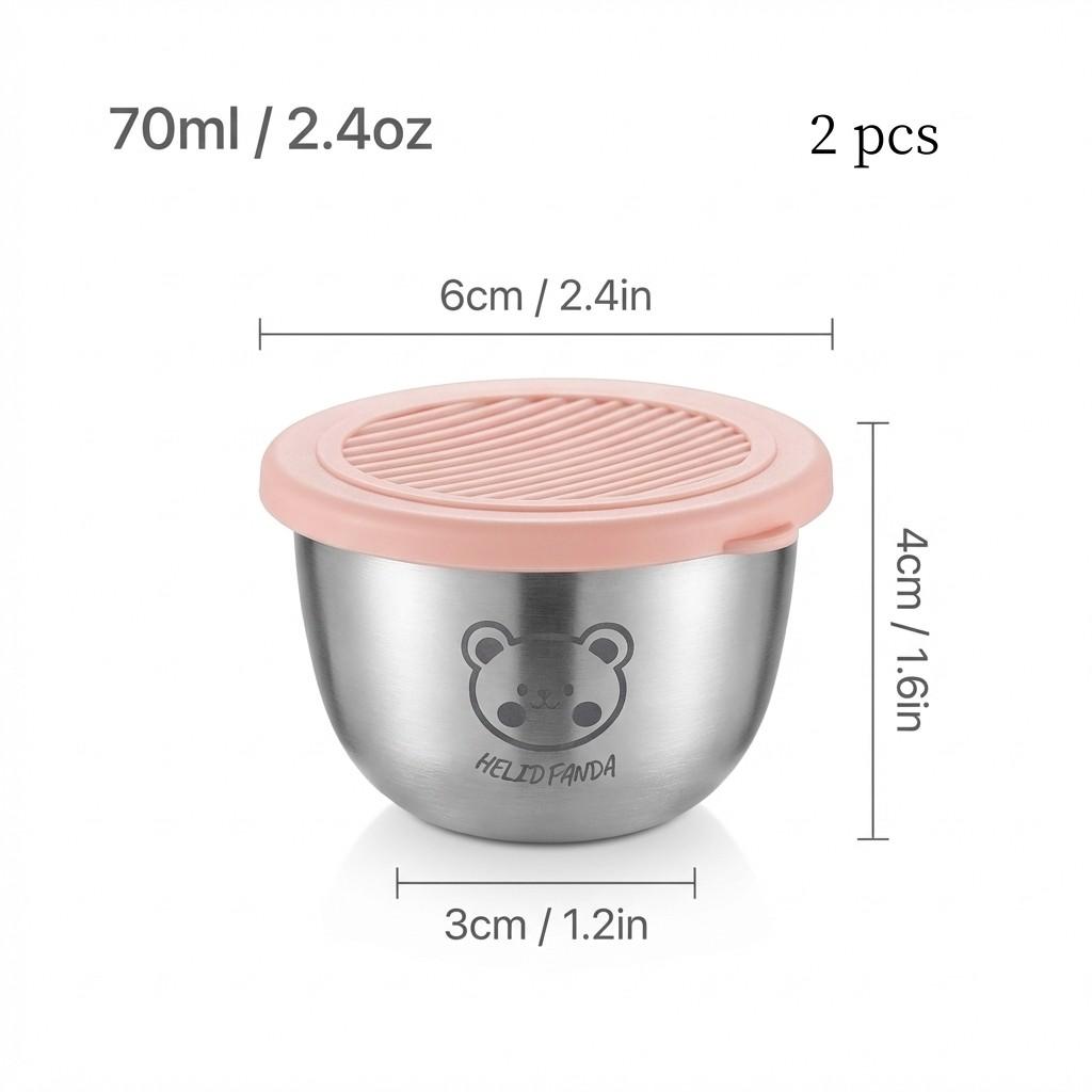 1/6 Pcs 50ml Cute Mini Sauce Box Portable Leak-proof 304 Stainless Steel Dipping Sauce Cup Reusable Seasoning Container With Lid