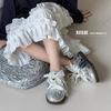 Korean Children's Casual Shoes Fashionable Retro Sports Shoes Lace Pearl Bow German Training Shoes