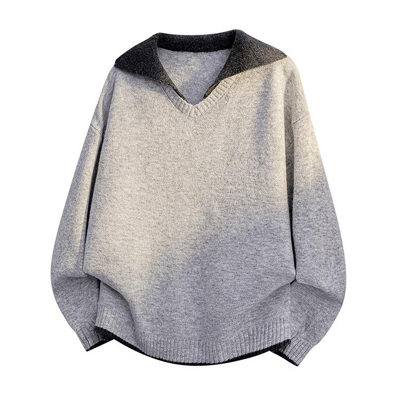 Pullovers Long Sleeves Sweaters Unisex Sweater Spring and Autumn Loose False Two-piece Bottoming Knit Sweater Couple Models Wool Tops M