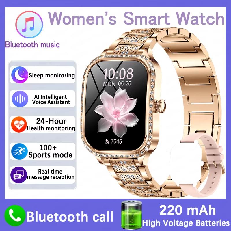 2025 New Smart Watch Women 1.75" HD Display Heart Rate IP68 Waterproof Sports Fitness BT Call Smartwatch for Lady Gift