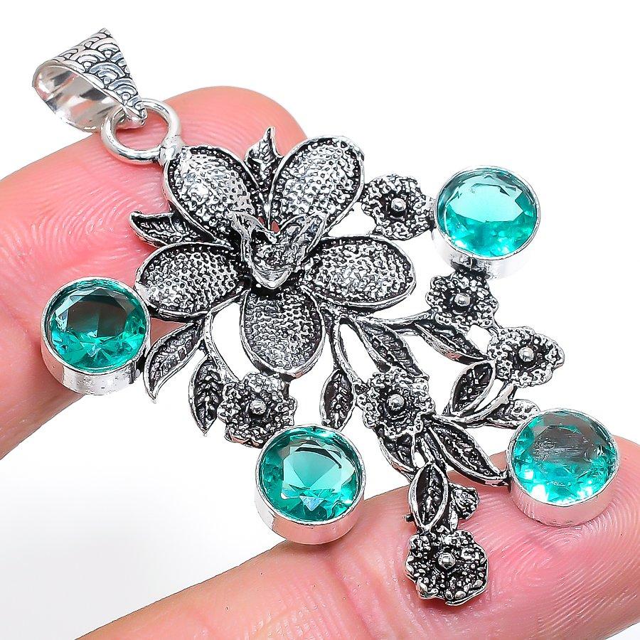 

Green Tourmaline Gemstone Handmade Ethnic Jewelry Pendant 2.36 SR-10728