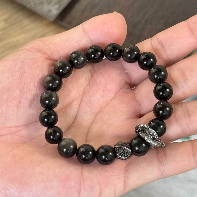 

JYL TS Bracelet Evil Eye Titanium Provides Protection & Modern Charm ZJ12451 No. 10 Obsidian пастельні фіолетовий колір