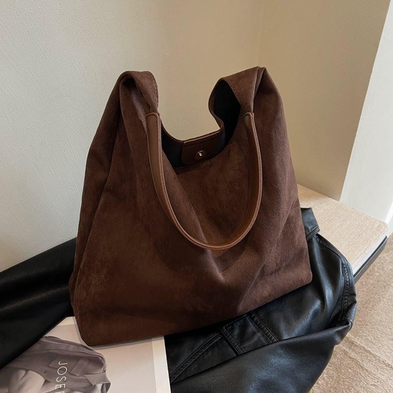 Elegant Fall Suede Shoulder Bag For Women Retro Large Tote Bag Ideal For Commuting And Daily Outfits