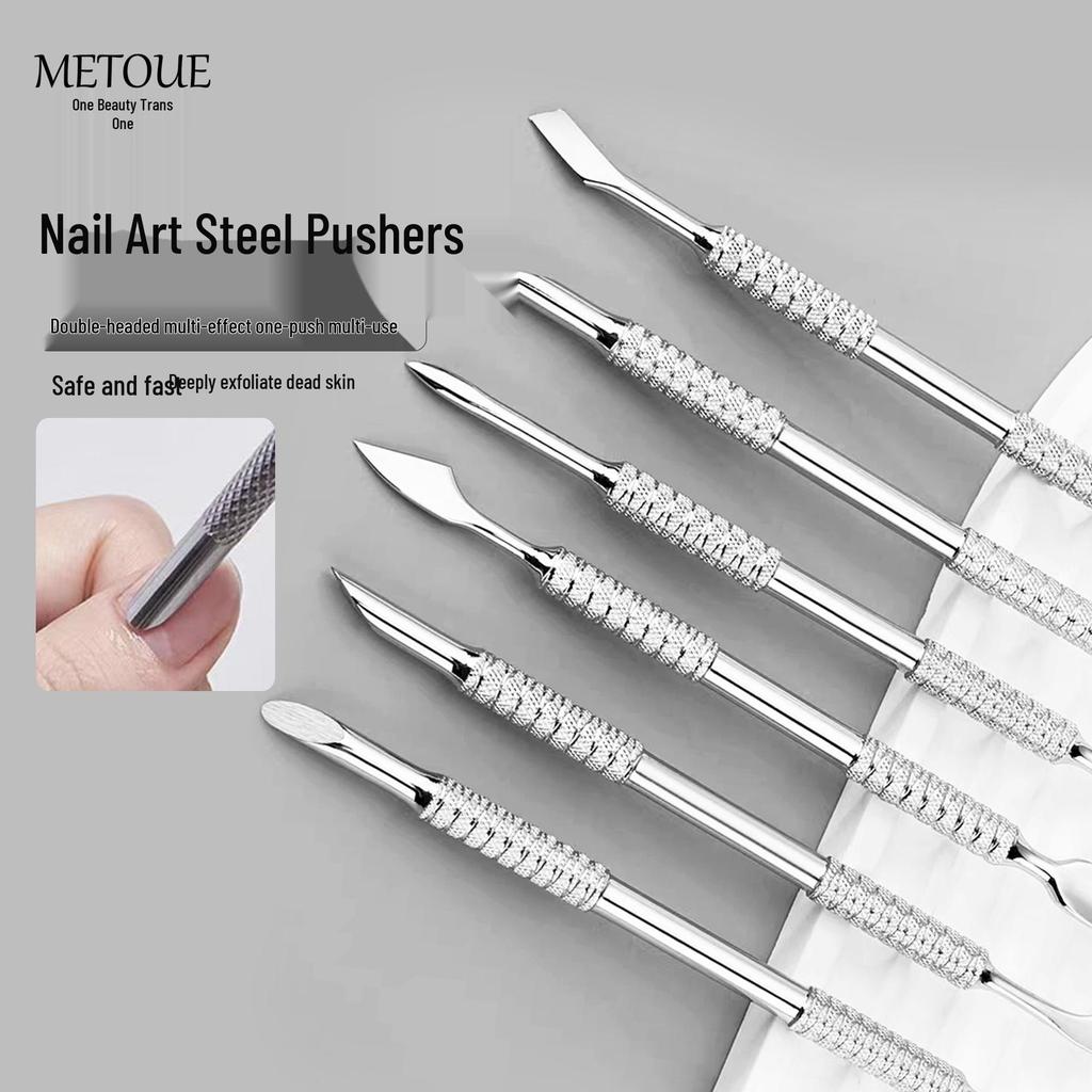 Stainless Steel Double-Headed Cuticle Pusher and Nail Scraper Tool