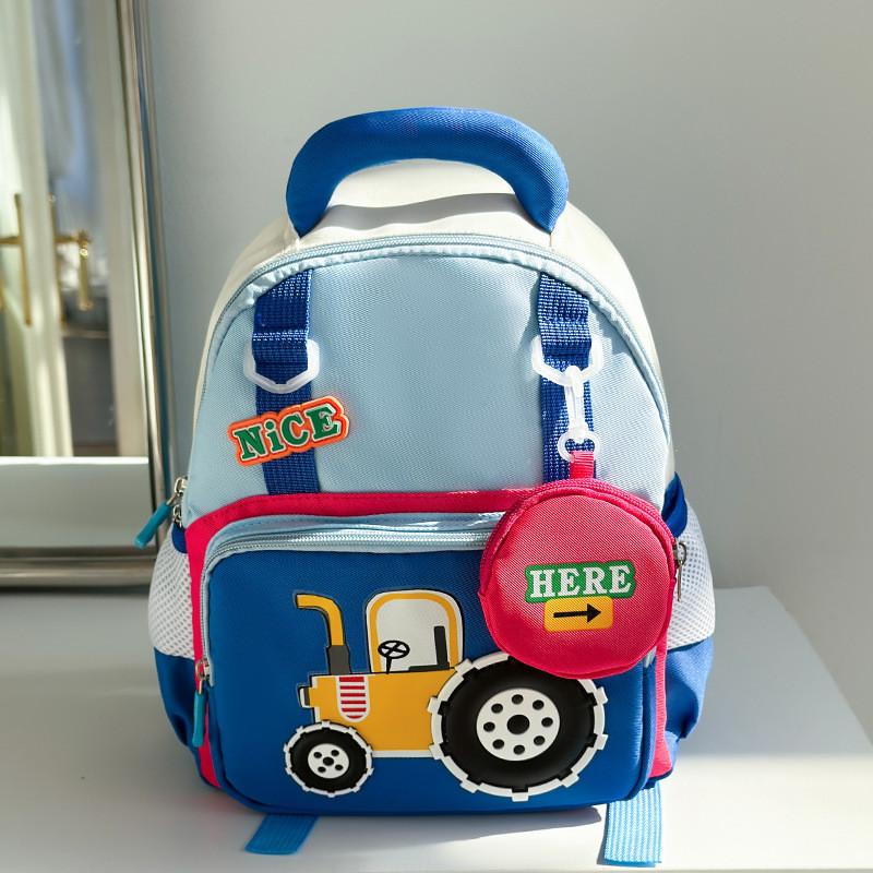 Capacity Large Backpack Cartoon Tractor Girls Boys Baby Kindergarten Bag School