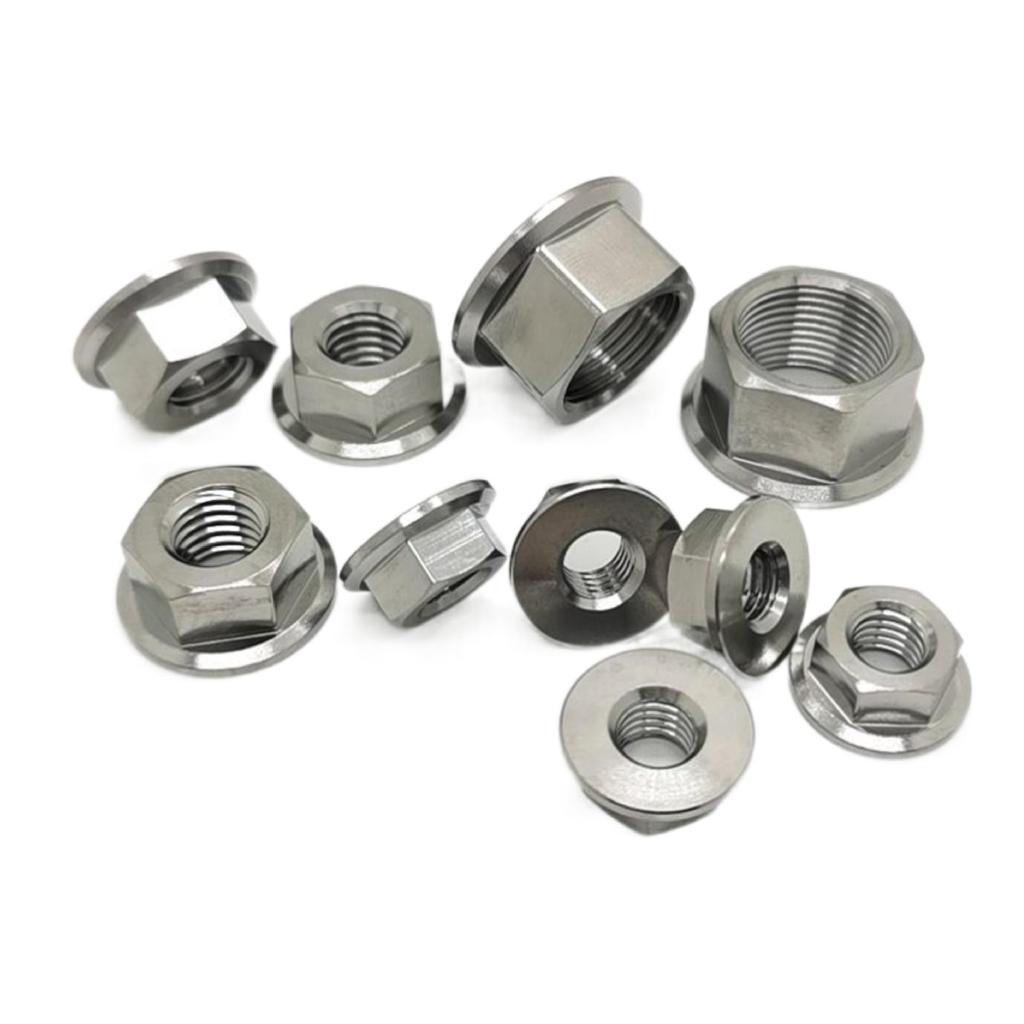 Titanium Alloy TC4 Hex Flange Nut with Washer, Anti-Slip, Anti-Loosening, Corrosion Resistant, High Strength M6 M8 M10.