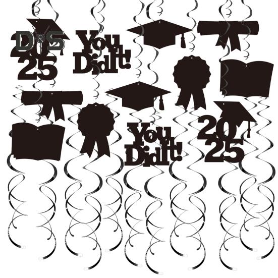Hängende Wirbel-Dekorationen für Abschlussfeiern, Abschlussklasse 2025, Glückwunsch-Absolventenbedarf für die Decke des Klassenzimmers, Heimdekoration