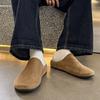 Platform-soled Boken Shoes Bag Head Half-support Shoes Men's Summer Wear Comfortable Retro Slippers 15167 Black, apricot-J