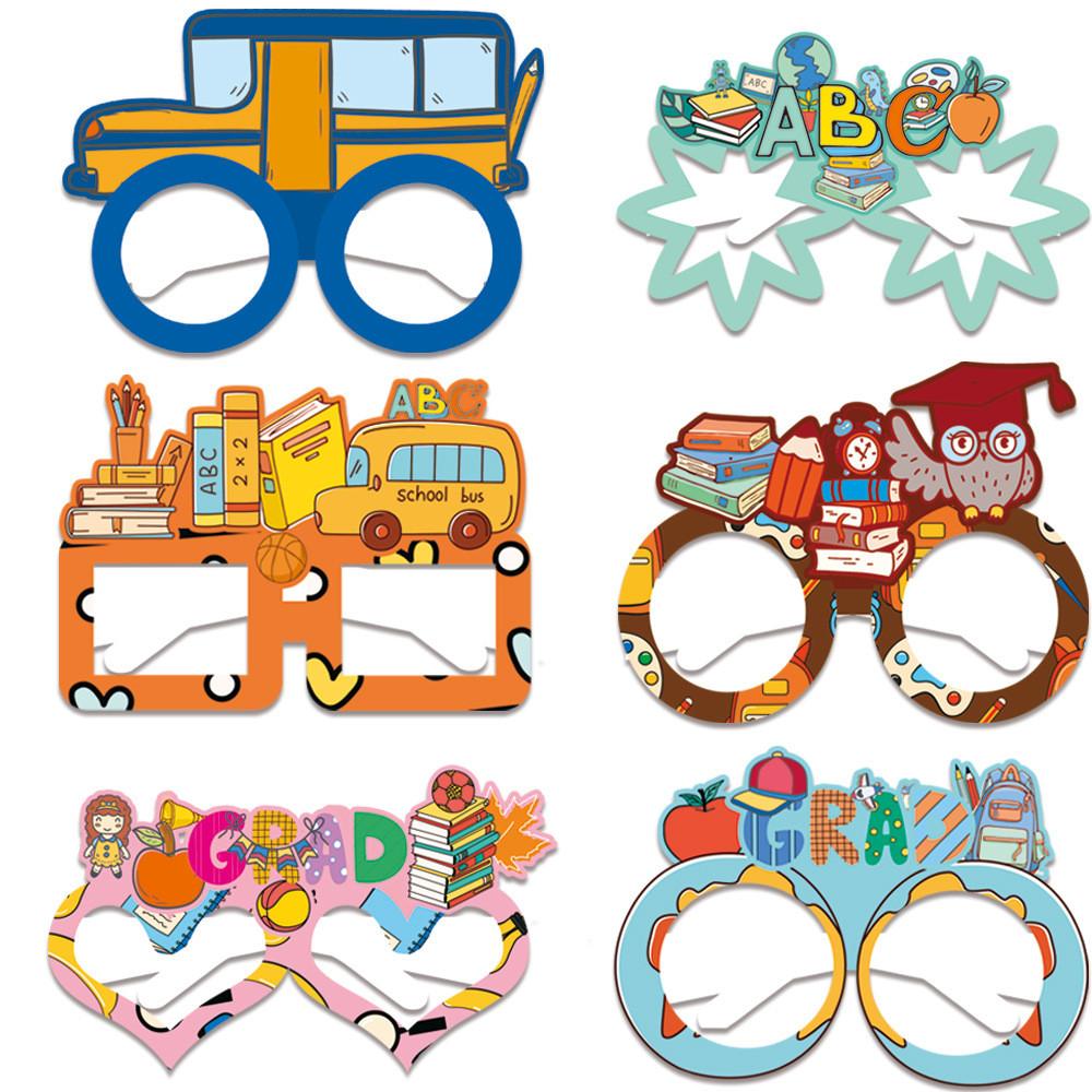 Theme Graduation Season Cartoon Pattern Paper Glasses Photography Props Decor