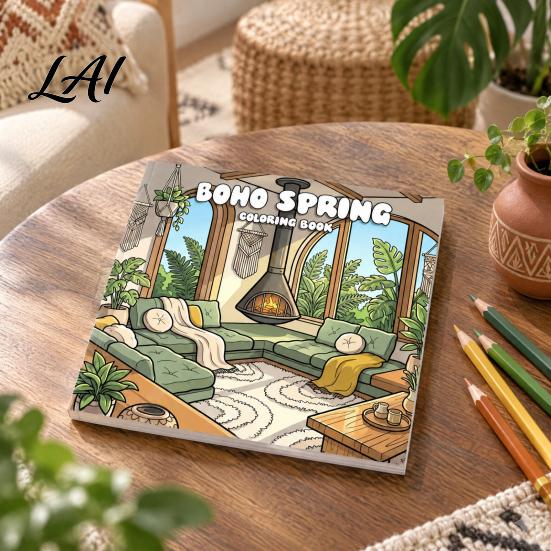 Detailed Illustration Coloring Pads Boho Spring Book Relaxation Stress Relief Line Art Patterns Creative Hobbies for Portable Supplies Home