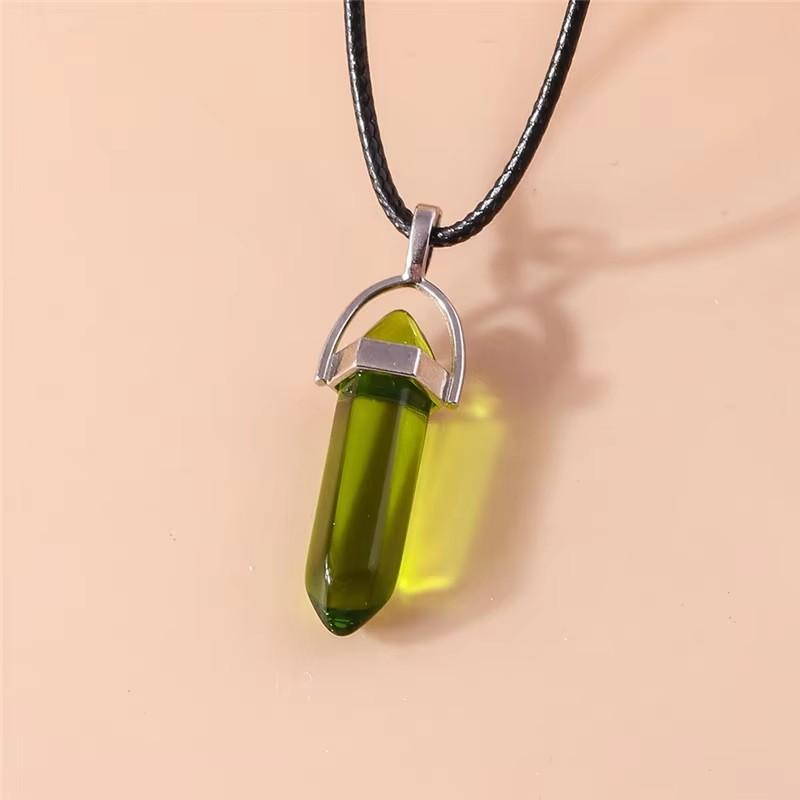 Collar de Piedra Natural Cuarzo Ópalo Amatista Cristal Rosa Colgantes Collar para Mujeres Niñas Cadena de Cuero Joyería Regalos